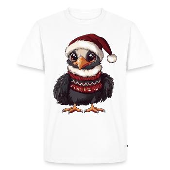 corbeau harpie oiseau bande dessinée de Noël - T-shirt Premium bio Homme - blanc - Devant - Nico (187cm)