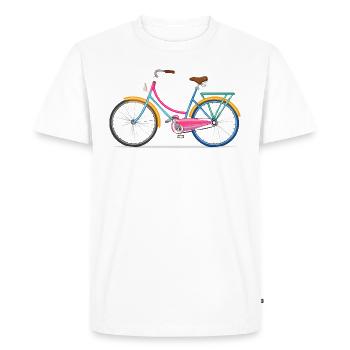 Technical drawing, vintage, bicycle, colorful - Men's Premium Organic T-Shirt - white - Front - Nico (187cm)