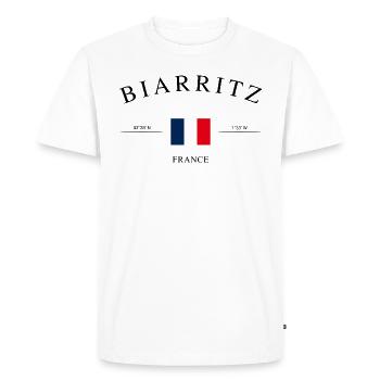 Biarritz, France – Souvenir et cadeau de vacances - T-shirt Premium bio Homme - blanc - Devant - Nico (187cm)