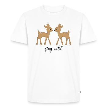 STAY WILD - Men's Premium Organic T-Shirt - white - Front - Nico (187cm)