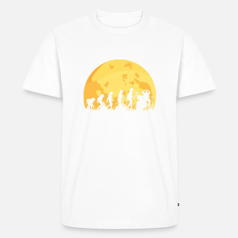 Evolution Drummer Schlagzeuger - Männer Premium Bio T-Shirt - Weiß