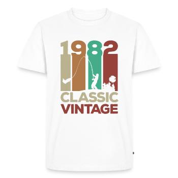 40. Geburtstag 1982 Angler Angeln Retro Vintage - Männer Premium Bio T-Shirt - Weiß - Vorne - Nico (187cm)
