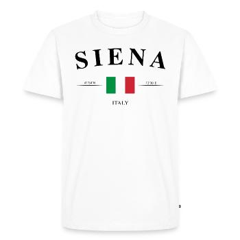 Sienne, Italie, coordonnées, voyage, souvenir, cadeau - T-shirt Premium bio Homme - blanc - Devant - Nico (187cm)