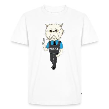 Cadeau drôle de chat occupation travail de police drôle - T-shirt Premium bio Homme - blanc - Devant - Nico (187cm)