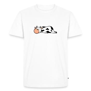Vache fatiguée | Cadeau mignon mignon - T-shirt Premium bio Homme - blanc - Devant - Nico (187cm)