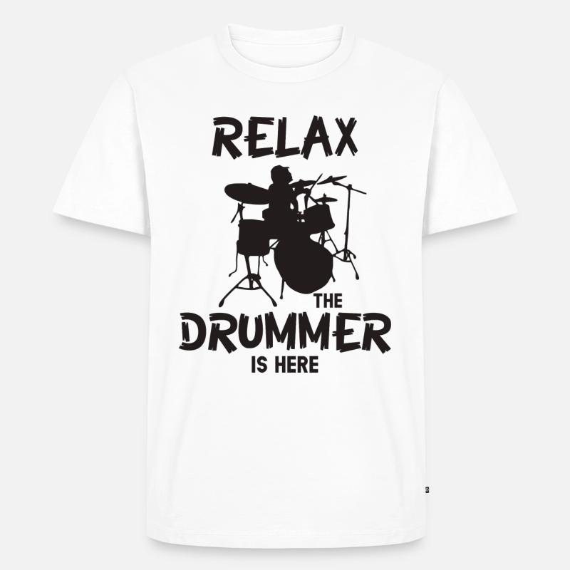 Relax The Drummer Is Here - Männer Premium Bio T-Shirt - Weiß