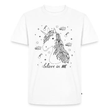 Coloration du motif Licorne Couleur de tissu Unicorn - T-shirt Premium bio Homme - blanc - Devant - Nico (187cm)