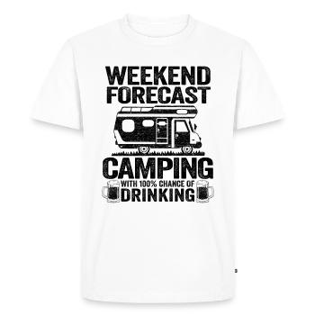 Weekend Forecast Camping With Drinking Camper - Men's Premium Organic T-Shirt - white - Front - Nico (187cm)