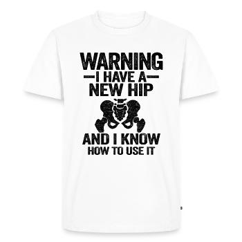 Hanche OP Chirurgie Récupération Drôle Nouvelle hanche - T-shirt Premium bio Homme - blanc - Devant - Nico (187cm)