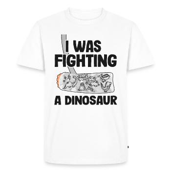 Broken Arm Get Well Soon I Was Fighting A Dinosaur - Men's Premium Organic T-Shirt - white - Front - Nico (187cm)