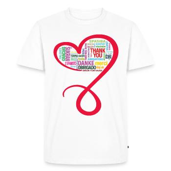 THANK YOU, MERCI, GRAZIE, customizable - Men's Premium Organic T-Shirt - white - Front - Nico (187cm)