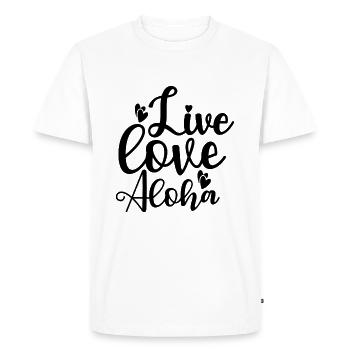 Live Love Aloha - Men's Premium Organic T-Shirt - white - Front - Nico (187cm)