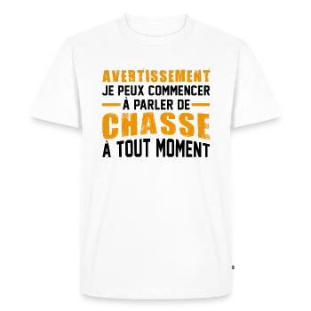 Avertissement Chasse - T-shirt Premium bio Homme - blanc - Devant - Nico (187cm)