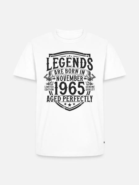 Novembre 1965 Vintage Vintage Retro Birthday - Maglietta ecologica premium da uomo - bianco