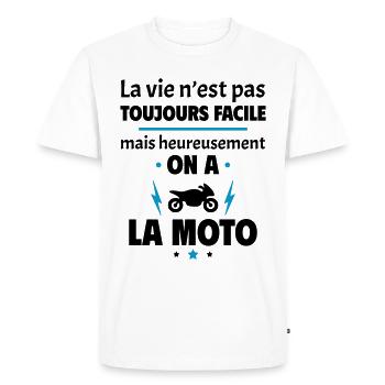 La vie n'est pas toujours facile, moto - T-shirt Premium bio Homme - blanc - Devant - Nico (187cm)