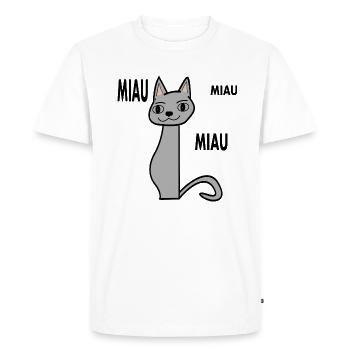 chat gris miautant avec les oreilles brun clair - T-shirt Premium bio Homme - blanc - Devant - Nico (187cm)