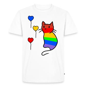 Chatte Chaton LGBT Rainbow Flag Love - T-shirt Premium bio Homme - blanc - Devant - Nico (187cm)