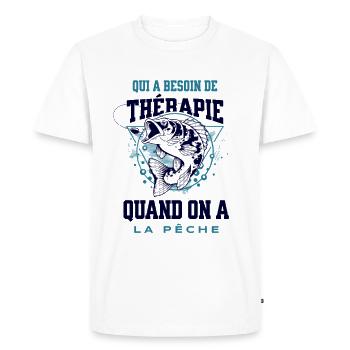 Cadeau pêcheur besoin de thérapie humour - T-shirt Premium bio Homme - blanc - Devant - Nico (187cm)