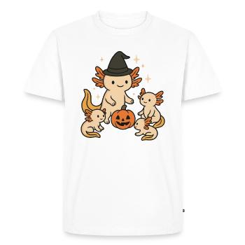 Famille d’axolotl d’Halloween avec citrouille - T-shirt Premium bio Homme - blanc - Devant - Nico (187cm)