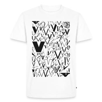 V - comme: Crazy choses qui se passent ici - T-shirt Premium bio Homme - blanc - Devant - Nico (187cm)