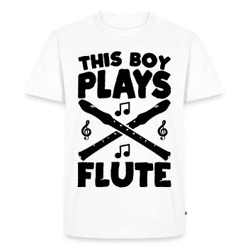 Ce garçon joue de la flûte - T-shirt Premium bio Homme - blanc - Devant - Nico (187cm)
