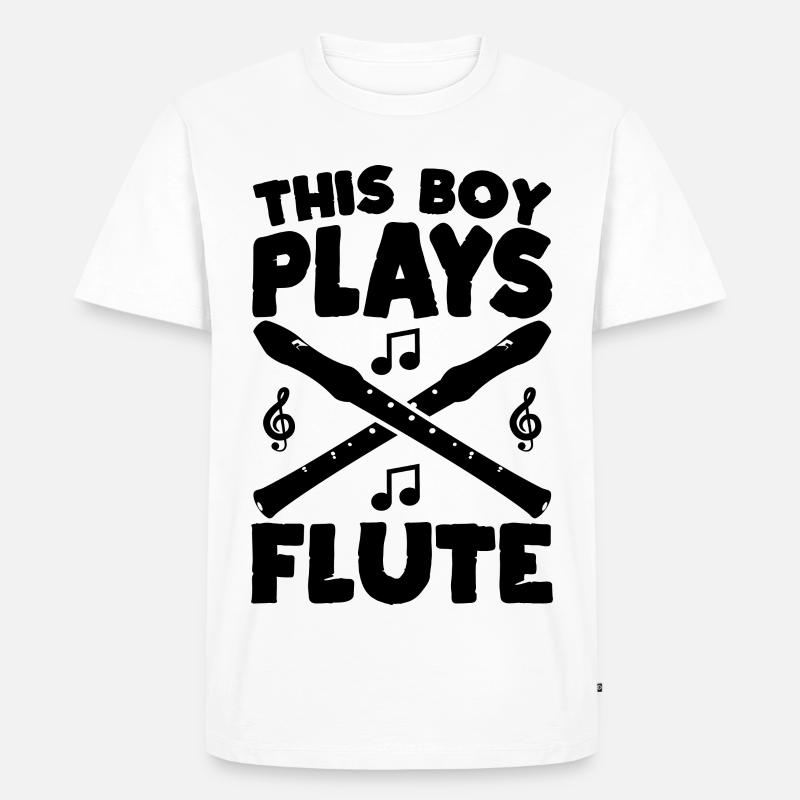 This Boy Plays Flute - Männer Premium Bio T-Shirt - Weiß