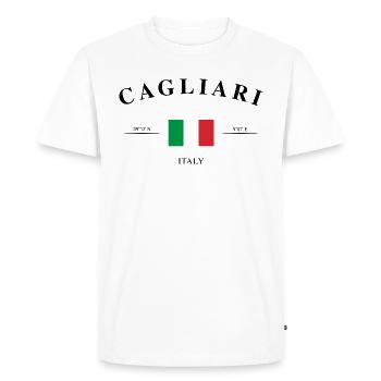 Cagliari Sardinia Travel Coordinates Souvenir - Men's Premium Organic T-Shirt - white - Front - Nico (187cm)