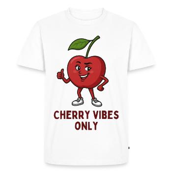Cherry with style: Cherry Vibes Only - Men's Premium Organic T-Shirt - white - Front - Nico (187cm)