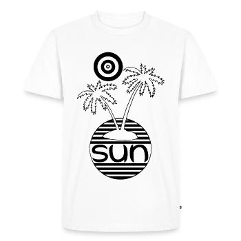 Paradise in the Sun (black) - Men's Premium Organic T-Shirt - white - Front - Nico (187cm)