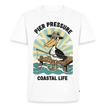 Pelican Fisherman Pier Pressure Coastal - Men's Premium Organic T-Shirt - white - Front - Nico (187cm)