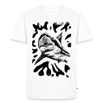 Black and White Shark Sketch Ink Art - Men's Premium Organic T-Shirt - white - Front - Nico (187cm)