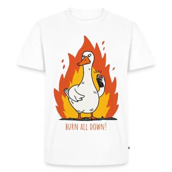 Flame Duck burns everything down! - Men's Premium Organic T-Shirt - white - Front - Nico (187cm)