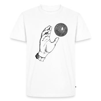 Main avec balle - T-shirt Premium bio Homme - blanc - Devant - Nico (187cm)