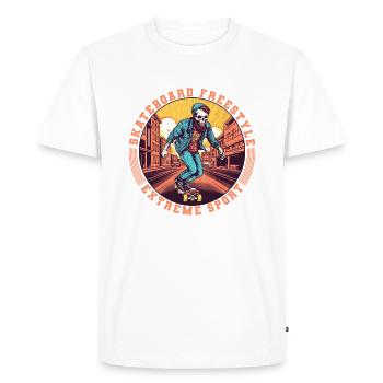 Cool Skull Skeleton Skateboard Skater - Men's Premium Organic T-Shirt - white - Front - Nico (187cm)
