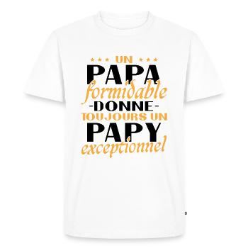 Un papa formidable - Papy exceptionnel cadeau - T-shirt Premium bio Homme - blanc - Devant - Nico (187cm)