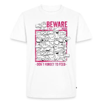 T-Rex inside - don't forget to feed - Men's Premium Organic T-Shirt - white - Front - Nico (187cm)
