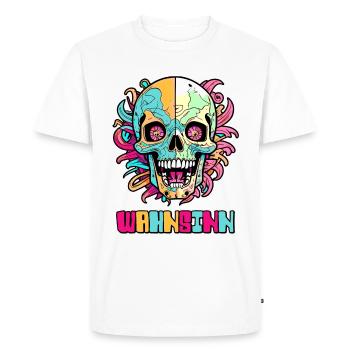 Wahnsinns Skull - Männer Premium Bio T-Shirt - Weiß - Vorne - Nico (187cm)