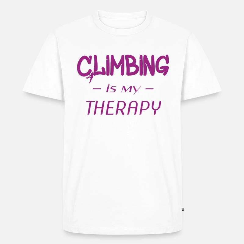 Climbing is my therapy - Männer Premium Bio T-Shirt - Weiß