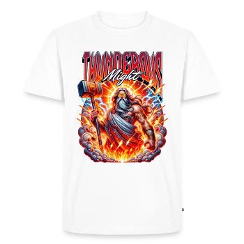 Thunderous Power Zeus King of Olympo - Men's Premium Organic T-Shirt - white - Front - Nico (187cm)