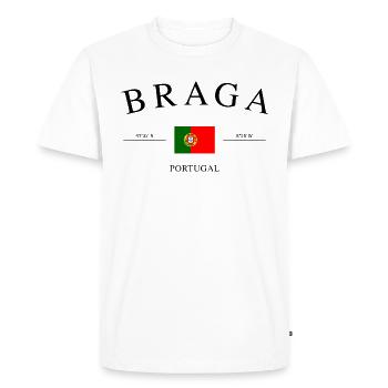 Braga, Portugal – Souvenir et cadeau de vacances - T-shirt Premium bio Homme - blanc - Devant - Nico (187cm)