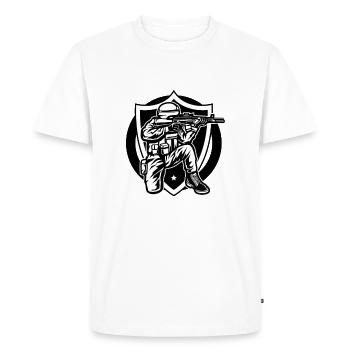 Soldat papa - T-shirt Premium bio Homme - blanc - Devant - Nico (187cm)