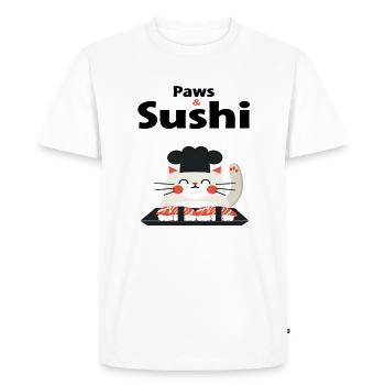 J’adore les chats et les sushis - T-shirt Premium bio Homme - blanc - Devant - Nico (187cm)