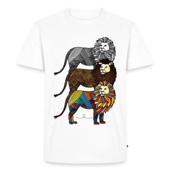 Le pouvoir des trois lions - Les gardiens d'Orbis - T-shirt Premium bio Homme - blanc - Devant - Nico (187cm)