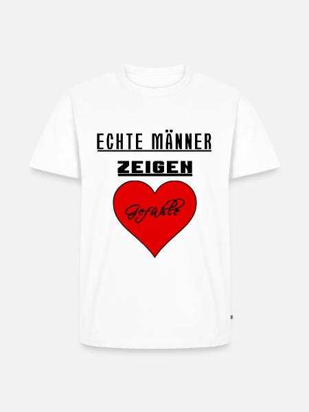 Echte Männer zeigen Gefühle - Männer Premium Bio T-Shirt - Weiß