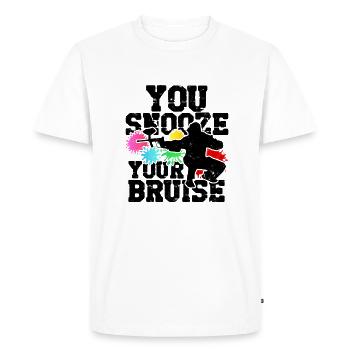 Funny Paintball You Snooze You Bruise - Équipe - T-shirt Premium bio Homme - blanc - Devant - Nico (187cm)