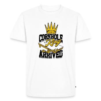 Cornhole roi la légende est arrivée - Cornhole - T-shirt Premium bio Homme - blanc - Devant - Nico (187cm)