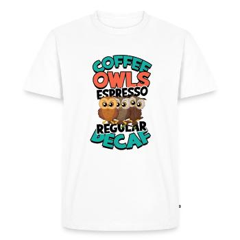 Coffee Owls Espresso Décaféiné régulier - Café décaféiné - T-shirt Premium bio Homme - blanc - Devant - Nico (187cm)