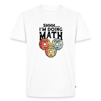 Chut, je fais des maths drôles d’haltérophilie - - T-shirt Premium bio Homme - blanc - Devant - Nico (187cm)
