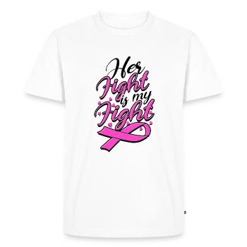 Son combat est mon combat - le cancer du sein - T-shirt Premium bio Homme - blanc - Devant - Nico (187cm)