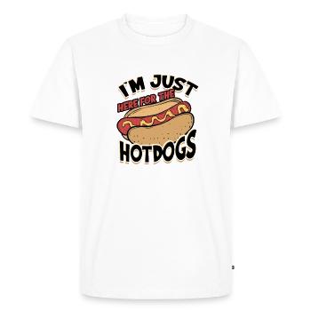 I'm just here for the hotdogs - dachshund - Men's Premium Organic T-Shirt - white - Front - Nico (187cm)